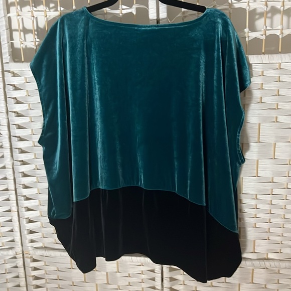Alfani Teal Color Block Cap Sleeve Boat Neck Top S/XL - Picture 5 of 6